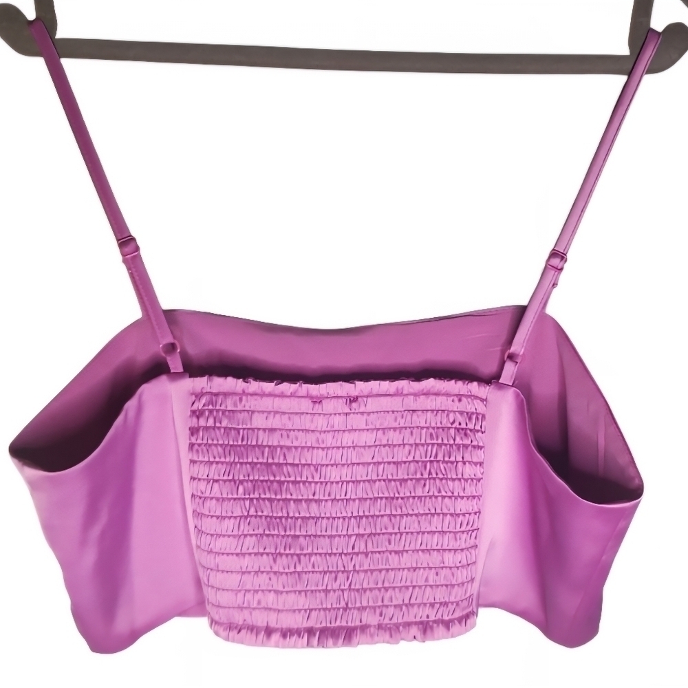New House Of Harlow 1960 Satin Esq Crop Top Cosmic Purple Wisteria Violet Jewel - Picture 4 of 7